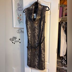 Lane Bryant Black and White Sheath Dress Sleeveless Cowl Neck Midi.NWT